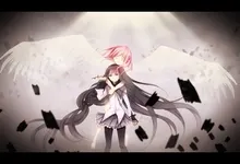 brunettes angels wings school uniforms pink hair mahou shoujo madoka magica kaname madoka anime akem Art HD Wallpaper